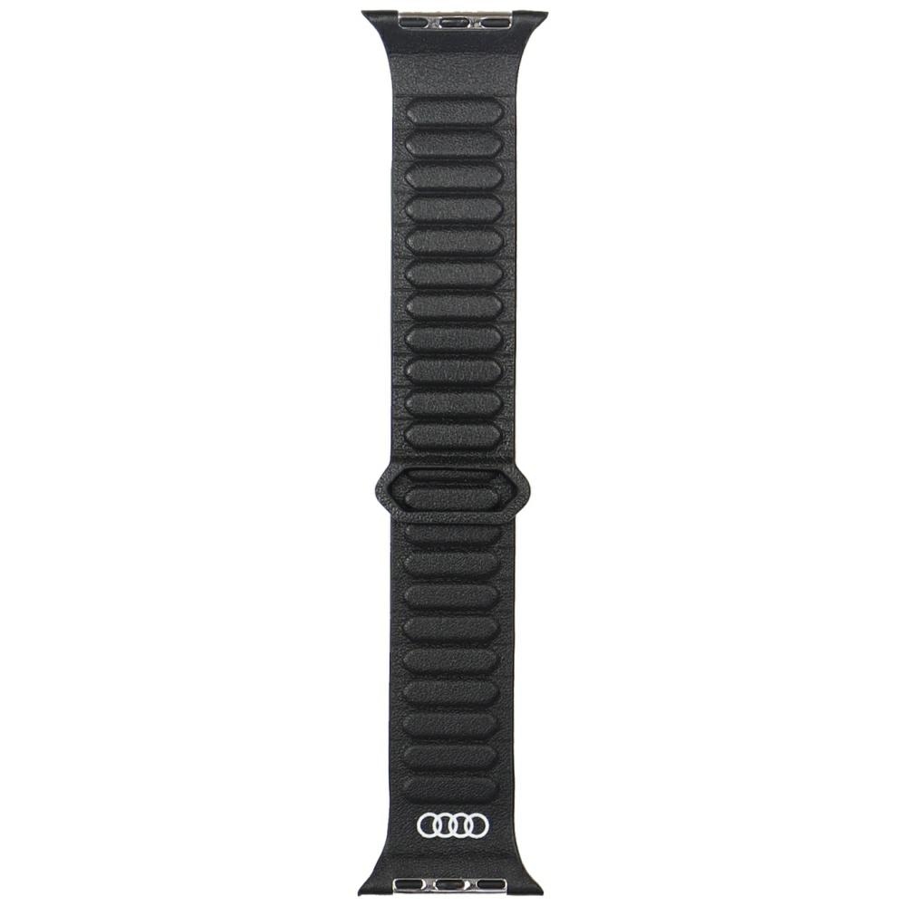 Audi Strap Logo Genuine Leather Magnetic Ring Apple Watch SE/11/10/9/8/7/6/5/4/3/Ultra 1/2/3 (44/45/46/49mm) Black