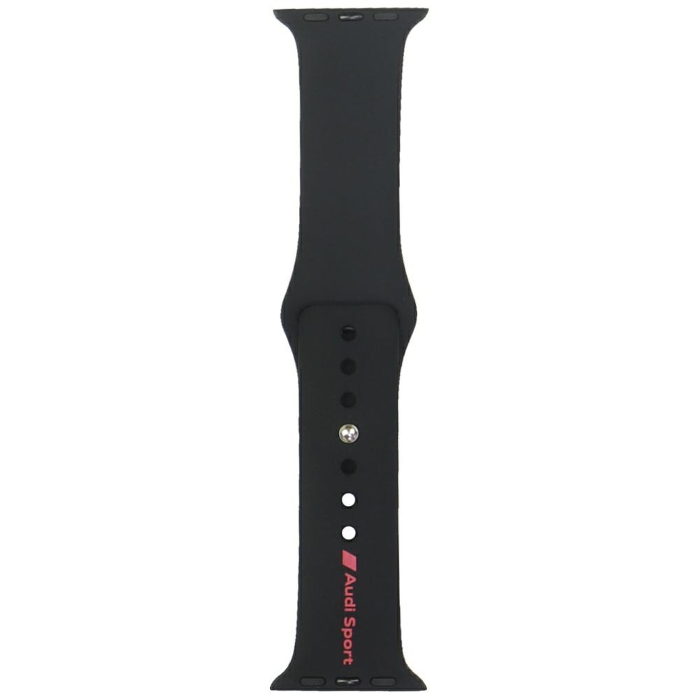 Audi Strap Sport Red Logo Silicone Watch Strap Apple Watch SE/11/10/9/8/7/6/5/4/3 (42/41/40/38mm) Black