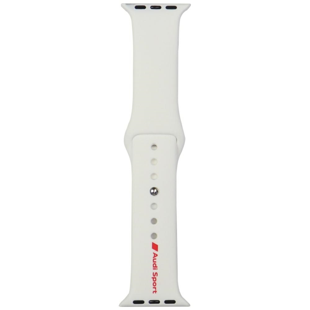 Audi Strap Sport Red Logo Silicone Watch Strap Apple Watch SE/11/10/9/8/7/6/5/4/3 (42/41/40/38mm) White