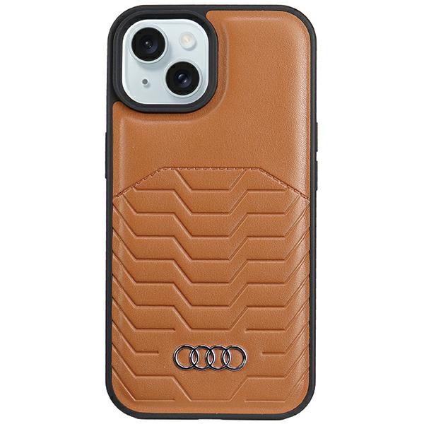 Audi Synthetic Leather MagSafe Brown Hardcase AU-TPUPCMIP15M-GT iPhone 14 Plus/15 Plus Tok