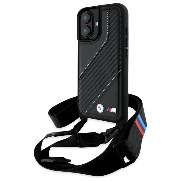 BMW BMHCP16S23PSCCK Black Hardcase M Edition Carbon Stripe & Strap iPhone 16 Tok