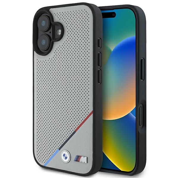 BMW BMHMP16S23PUPDG Grey Hardcase M Perforated Tricolor Line MagSafe iPhone 16 Tok