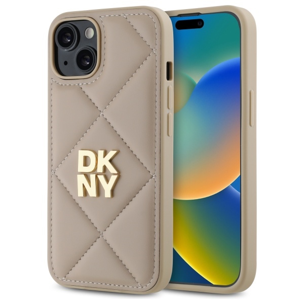 DKNY DKHCP14SPQDSLE Beige Quilted Stack Logo iPhone 14 Tok