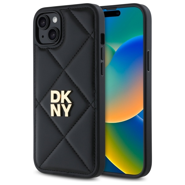 DKNY DKHCP15MPQDSLK Black Quilted Stack Logo iPhone 15 Plus Tok