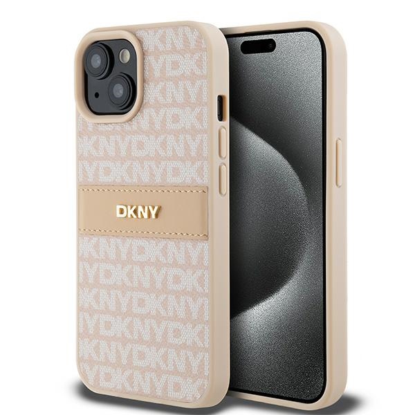 DKNY DKHCP15MPRTHSLP Pink Hardcase Leather Mono Stripe & Metal Logo iPhone 14 Plus/15 Plus Tok
