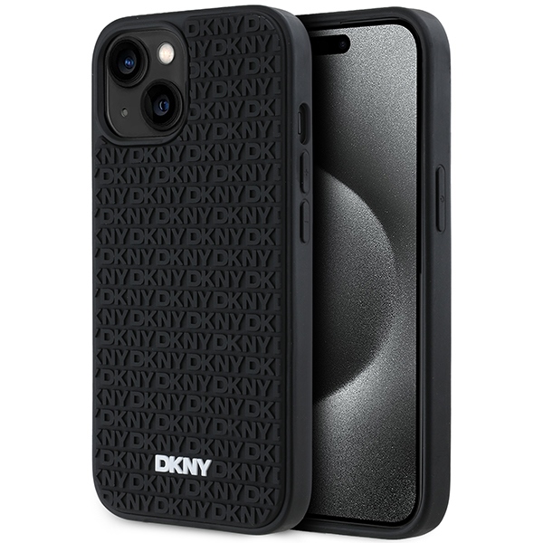 DKNY DKHCP15S3DRPWK Black Hardcase 3D Rubber Repeat Pattern iPhone 13/14/15 Tok