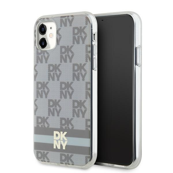 DKNY DKHMN61HCPTSE Beige Hardcase IML Checkered Mono Pattern & Printed Strip iPhone 11/XR Tok
