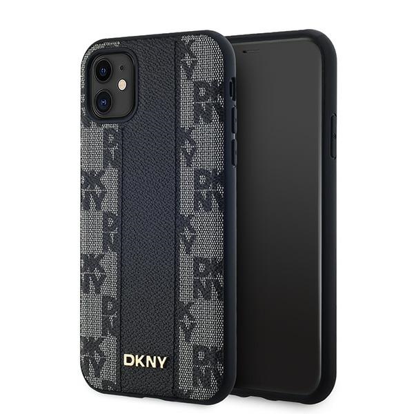DKNY DKHMN61PCPVSLK Black Hardcase Leather Checkered Mono Pattern MagSafe iPhone 11/XR Tok