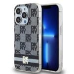 DKNY DKHMP14LHCPTSK Black Hardcase IML Checkered Mono Pattern & Printed Strip iPhone 14 Pro Tok