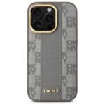 DKNY DKHMP14LPCPVSLE Beige Hardcase Leather Checkered Mono Pattern MagSafe iPhone 14 Pro Tok