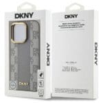 DKNY DKHMP14LPCPVSLE Beige Hardcase Leather Checkered Mono Pattern MagSafe iPhone 14 Pro Tok