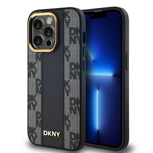 DKNY DKHMP14LPCPVSLK Black Hardcase Leather Checkered Mono Pattern MagSafe iPhone 14 Pro Tok