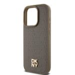 DKNY DKHMP14LPSHRPSW Brown Hardcase Leather Pattern Metal Logo MagSafe iPhone 14 Pro Tok