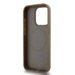 DKNY DKHMP14LPSHRPSW Brown Hardcase Leather Pattern Metal Logo MagSafe iPhone 14 Pro Tok