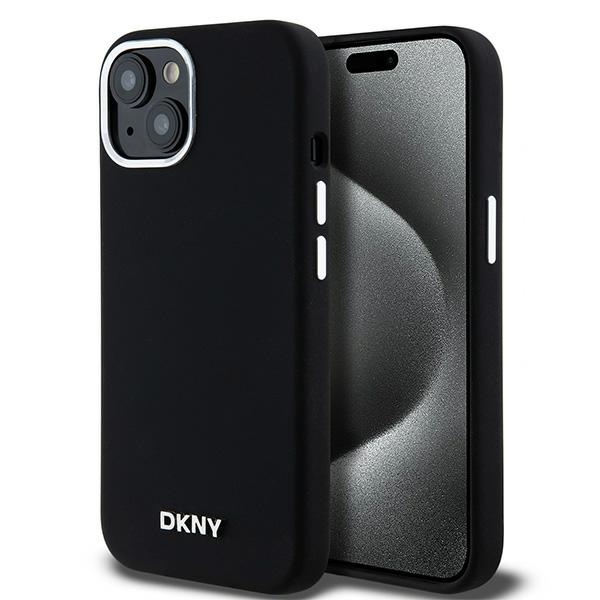 DKNY DKHMP15MSMCHLK Black Hardcase Liquid Silicone Small Metal Logo Mag iPhone 14 Plus/15 Plus Tok