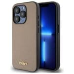 DKNY DKHMP15XPGHLME Beige Hardcase Grained Metal Logo MagSafe iPhone 15 Pro Max Tok