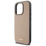 DKNY DKHMP15XPGHLME Beige Hardcase Grained Metal Logo MagSafe iPhone 15 Pro Max Tok