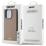 DKNY DKHMP15XPGHLME Beige Hardcase Grained Metal Logo MagSafe iPhone 15 Pro Max Tok
