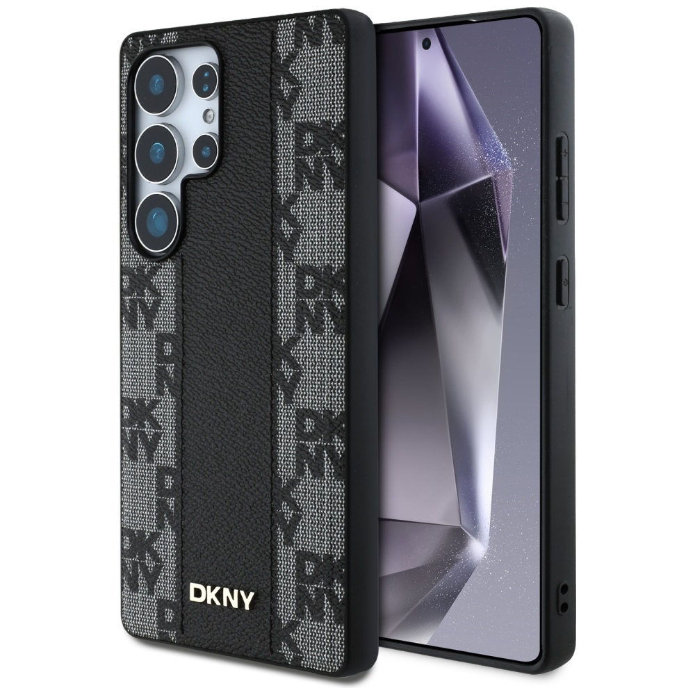 DKNY Leather Checkered Pattern MagSafe Black Samsung Galaxy S25 Ultra Tok