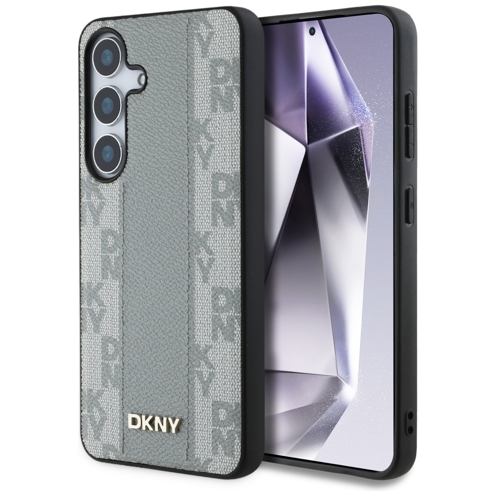 DKNY Leather Checkered Pattern MagSafe taupe Samsung Galaxy S25 Tok