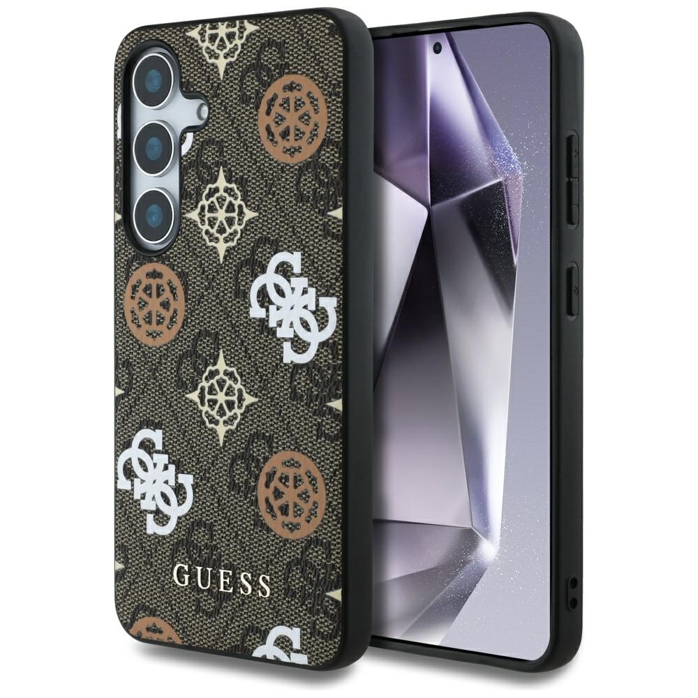 Guess 4G Printed ColoRed Peony Pattern MagSafe to Brown Samsung Galaxy S25 Tok