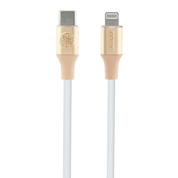Guess GULMARG USB-C Cable -Lightning 1.5m Fast Charging Light Gold Embossed Logo