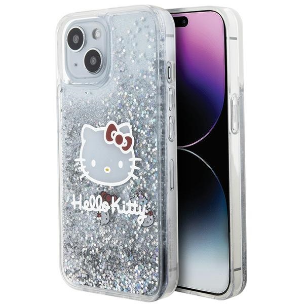 Hello Kitty HKHCP14SLIKHET Silver Hardcase Liquid Glitter Charms Kit iPhone 13/14/15 Tok