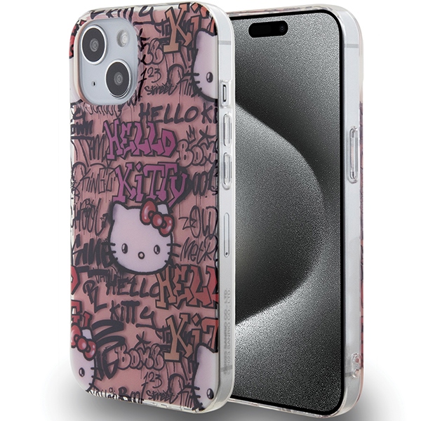 Hello Kitty HKHCP15SHDGPTP Pink Hardcase IML Tags Graffiti iPhone 13/14/15 Tok