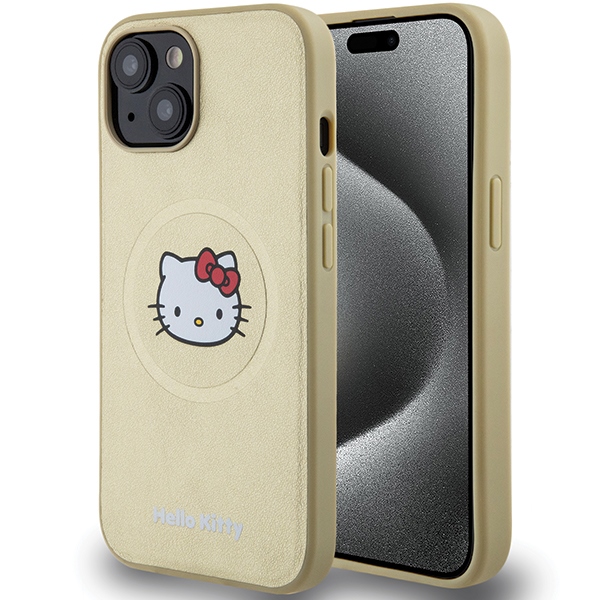 Hello Kitty HKHMP14SPGHCKD Gold Hardcase Leather Kitty Head MagSafe iPhone 13/14/15 Tok