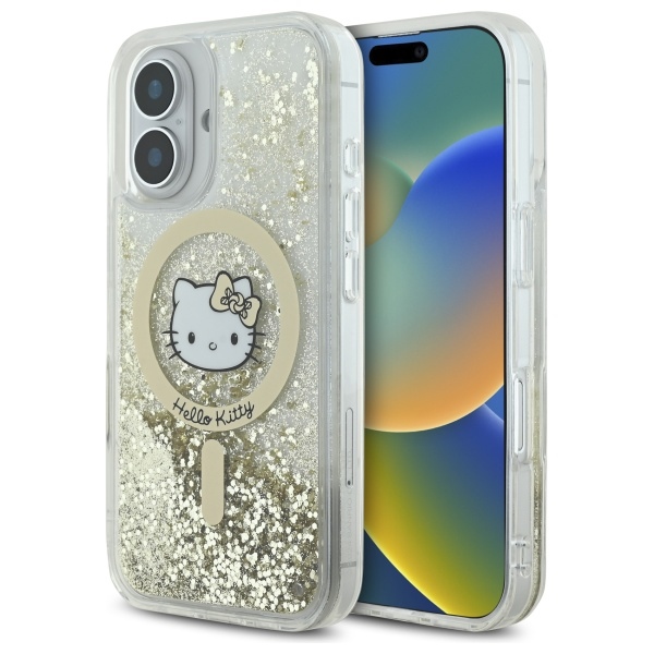 Hello Kitty HKHMP16SLGDIH White Gold Hardcase Liquid Glitter Fever MagSaf iPhone 16 Tok