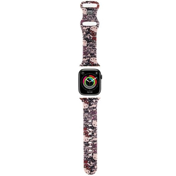 Hello Kitty Strap HKAWMSDGPTP Apple Watch SE/11/10/9/8/7/6/5/4/3 (42/41/40/38mm) Pink Strap Silicone Tags Graffiti