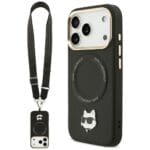 Karl Lagerfeld Big Strap Choupette Metal Logo MagSafe Black iPhone 17 Pro Max Tok