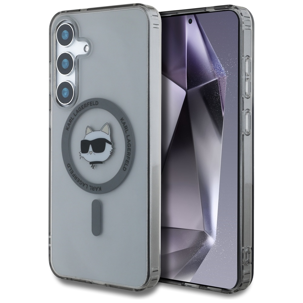 Karl Lagerfeld Button Choupette Head Printed Logo MagSafe Black Samsung Galaxy S25 Tok