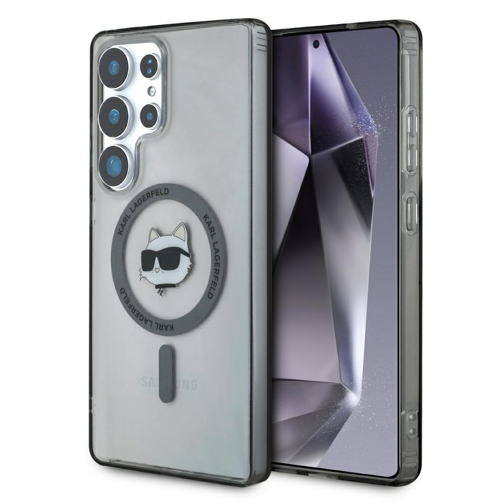 Karl Lagerfeld Button Choupette Head Printed Logo MagSafe Black Samsung Galaxy S25 Ultra Tok