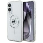 Karl Lagerfeld Button Choupette Head Printed Logo MagSafe White Samsung Galaxy S25 Edge Tok