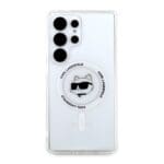 Karl Lagerfeld Button Choupette Head Printed Logo MagSafe White Samsung Galaxy S25 Ultra Tok