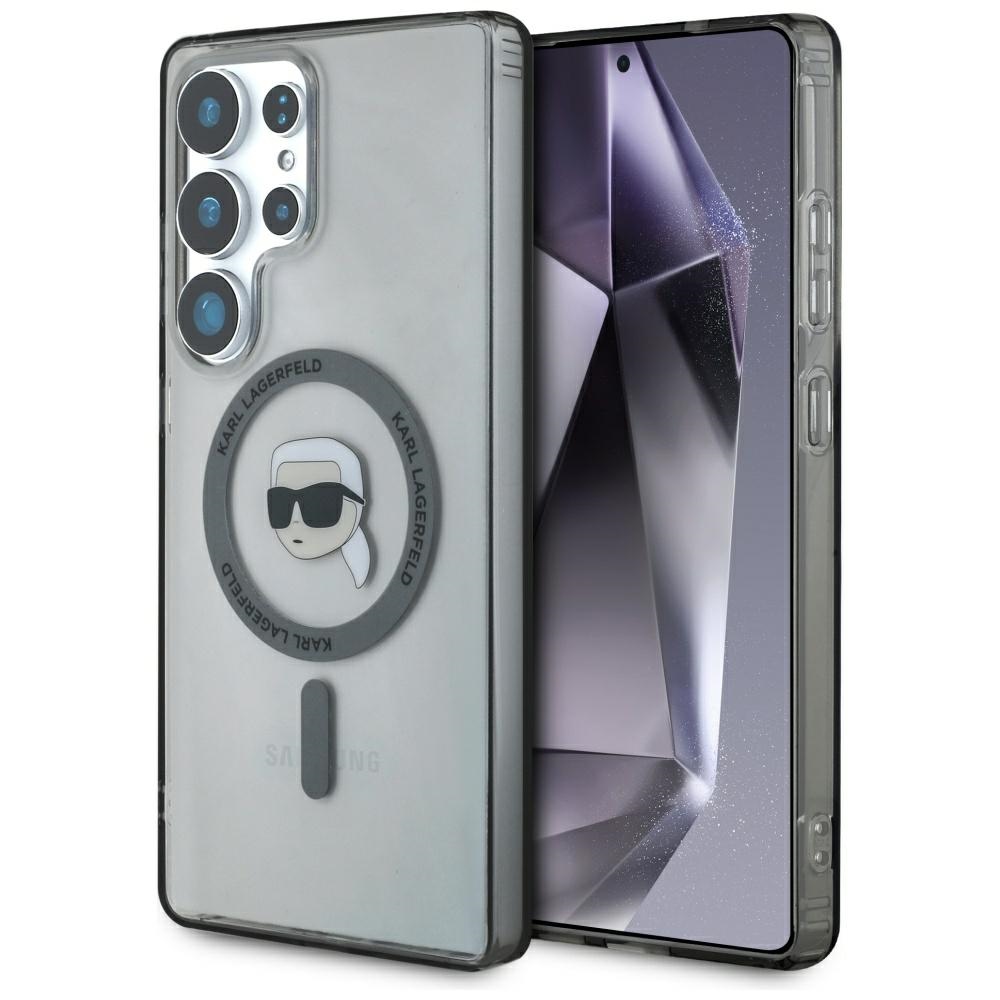 Karl Lagerfeld Button Karl Head Printed Logo MagSafe Black Samsung Galaxy S25 Ultra Tok