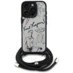 Karl Lagerfeld Crossbody Grained Pattern & Logo Grey iPhone 16 Pro Tok
