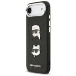 Karl Lagerfeld FW Grained Karl & Choupette Heads Pins & Logo Black iPhone 17 Air Tok
