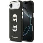 Karl Lagerfeld FW Grained Karl & Choupette Heads Pins & Logo Black iPhone 17 Air Tok