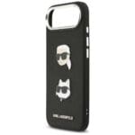 Karl Lagerfeld FW Grained Karl & Choupette Heads Pins & Logo Black iPhone 17 Air Tok