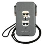 Karl Lagerfeld Handbag KLHCP12LOPHKCG 6,7" Grey Hardcase Saffiano Ikonik Karl&Choupette Head