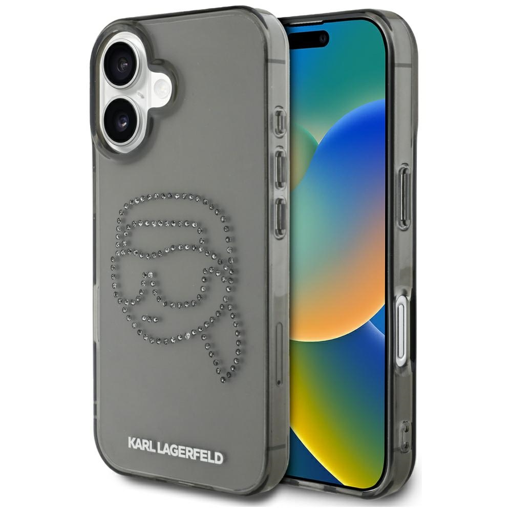 Karl Lagerfeld IML Rhinestones Karl Head Black iPhone 16 Tok