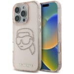 Karl Lagerfeld IML Rhinestones Karl Head Pink iPhone 16 Pro Tok