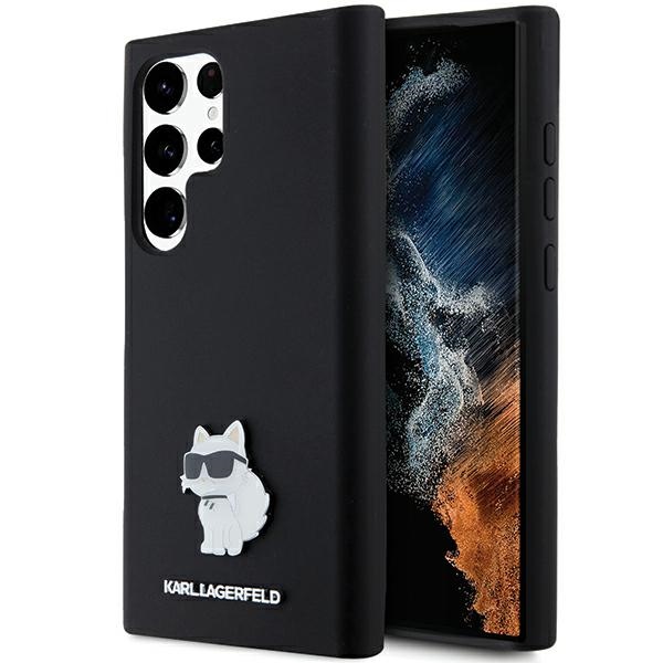 Karl Lagerfeld KLHCLSMHCNPK S928 Black Hardcase Silicone Choupette Metal Pin Samsung Galaxy S24 Ultra Tok