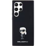 Karl Lagerfeld KLHCLSMHKNPK S918 Black Silicone Ikonik Metal Pin Samsung Galaxy S23 Ultra Tok
