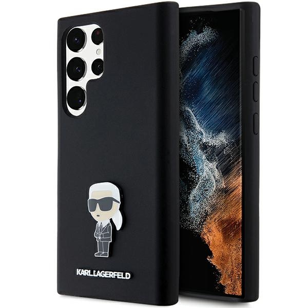 Karl Lagerfeld KLHCLSMHKNPK S928 Black Silicone Ikonik Metal Pin Samsung Galaxy S24 Ultra Tok