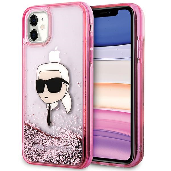Karl Lagerfeld KLHCN61LNKHCP Pink Hardcase Glitter Karl Head iPhone 11/XR Tok