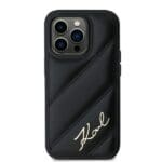 Karl Lagerfeld KLHCP13XPQDSMGK Black Hardcase Diagonal Quilted Script iPhone 13 Pro Max Tok