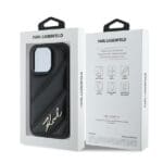 Karl Lagerfeld KLHCP13XPQDSMGK Black Hardcase Diagonal Quilted Script iPhone 13 Pro Max Tok